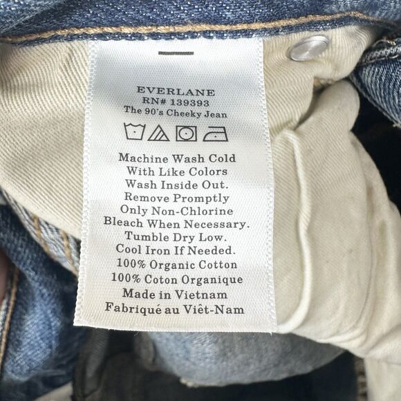 Everlane The 90s Cheeky Ankle Blue Jeans 25 Denim Button Fly Organic Cotton - Picture 8 of 10